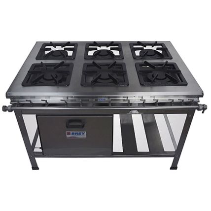 Fogão Industrial Linha Extra 6 Bocas com Forno 206-F Metal Brey