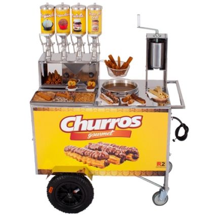 Carrinho de Churros Gourmet com 4 Doceiras e Masseira Fuso Inox R0076-ST R2