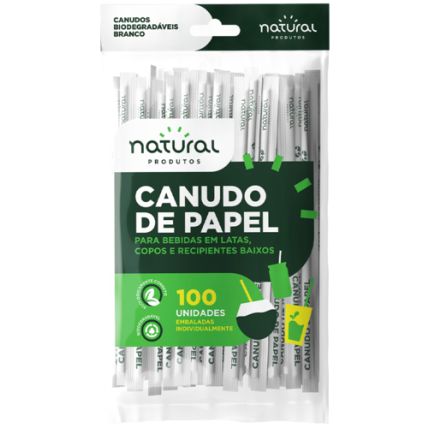 Canudo De Papel Lata Branco 100 Unidades Natural Produtos