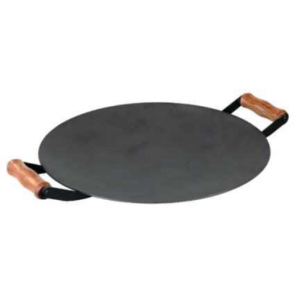 Assadeira Redonda Com Disco De Arado Em Aço Carbono Natural De 46cm Diâmetro Com Alça Guindani