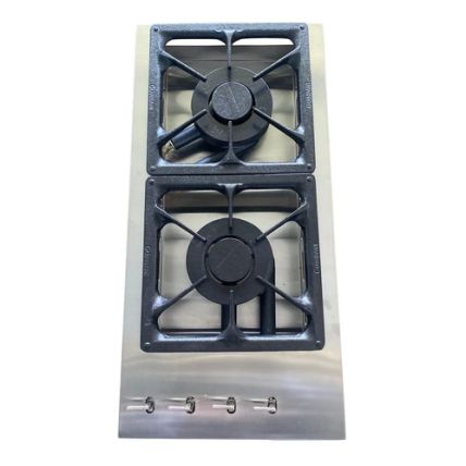 Bifeteira De Embutir A Gás Inox Escovado 40x79cm Com 2 Queimadores Linha Gourmet Guindani