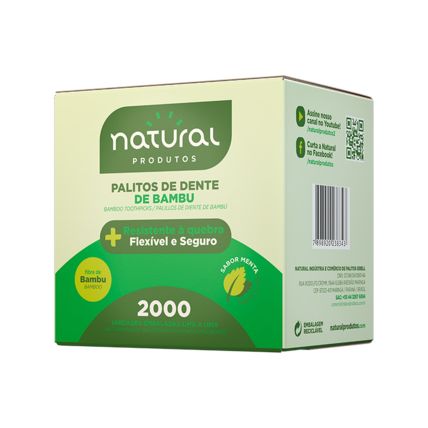 Palito Dental De Bambu Sachet Mentolado 2000 Unidades Natural Produtos