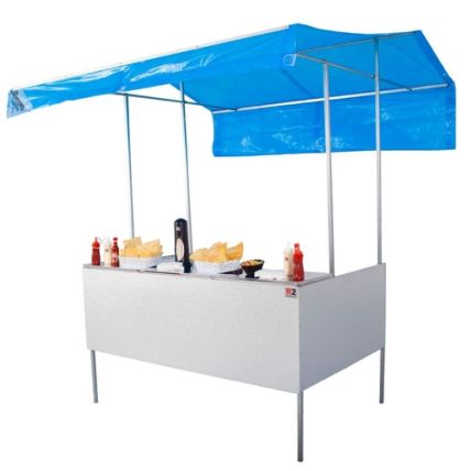 Barraca Mista 1,5 x 1 M Buff/Feiras/Pasteis Com Balcão Inox R2