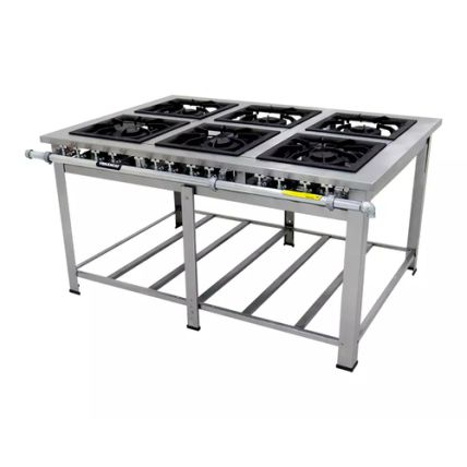 Fogão a Gás Baixa Pressão Linha Extra 6 Queimadores Inox com Painel EI6 Venâncio