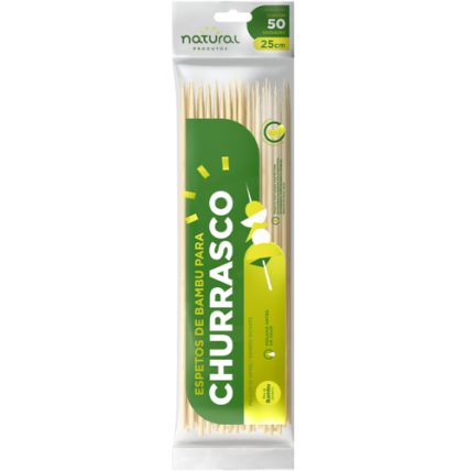 Espeto De Bambu Para Churrasco 25cm 50 Unidades Natural Produtos