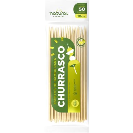 Espeto De Bambu Para Churrasco 18cm 50 Unidades Natural Produtos