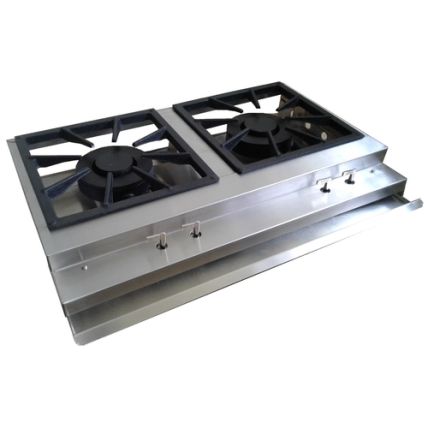 Bifeteira A Gás 72cm Sobrepor Inox 304 Escovado 2 Queimadores Grelha Ferro Fundido Linha Gourmet Guindani