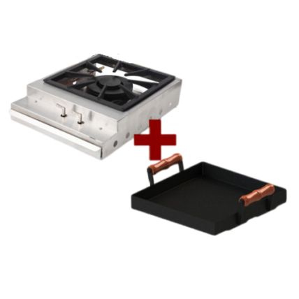 Kit Bifeteira De Sobrepor Inox 32cm e Chapa De Ferro Fundido Com Borda e Alça Guindani