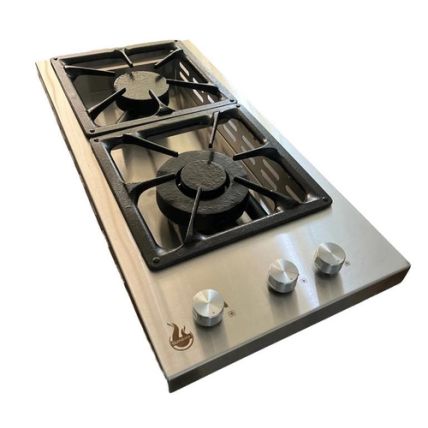Bifeteira A Gás de Embutir 36x74cm Inox 304 Escovado 3 Queimadores Linha Platinum Guindani