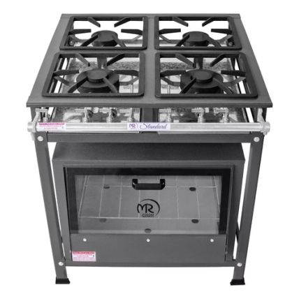 Fogão a Gás Conjugado Standard Industrial 4 Bocas Baixa Pressão 30x30 com Forno Porta Vidro P5 MR Fogões 1