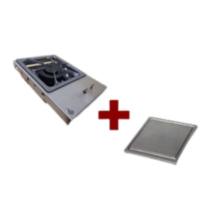Kit Bifeteira De Embutir Cooktop Inox 32cm e Chapa De Ferro Fundido 30cm Guindani