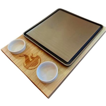 Tábua de Servir Madeira Gourmet com Chapa de Ferro 60x30cm Guindani