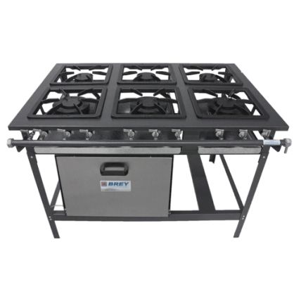 Fogão Industrial Linha Stand 6 Bocas Com Forno 106-F-3D Metal Brey