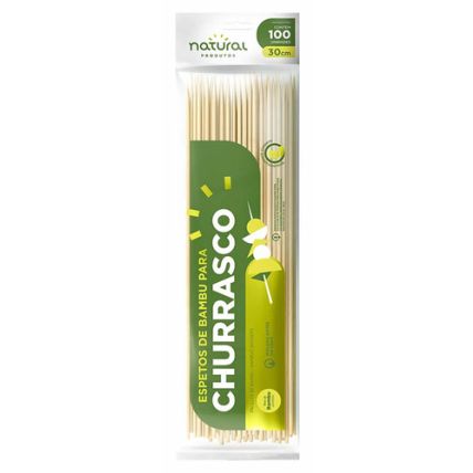 Espeto de Bambu Redondo 30cm 100 Unidades Natural Produtos