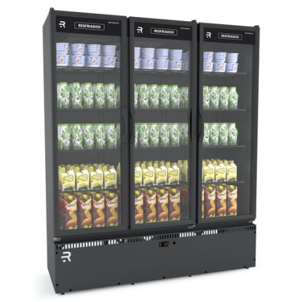 Expositor Auto Serviço Vanguard para Resfriados 3 Portas 220v ASVR3P Black Refrimate