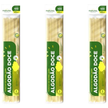 Vareta De Bambu Quadrada 40cm 300 Unidades Natural Produtos
