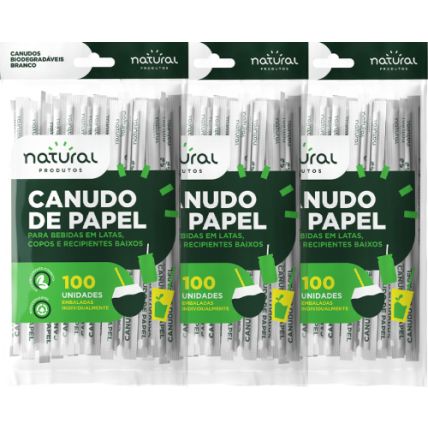Canudo De Papel Lata Branco 300 Unidades Natural Produtos