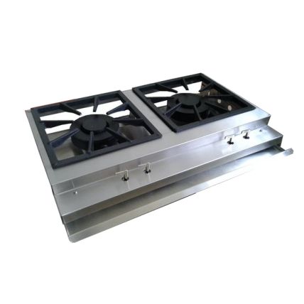 Bifeteira De Sobrepor A Gás Dupla Inox 65cm Com Queimador Industrial Duplo Guindani