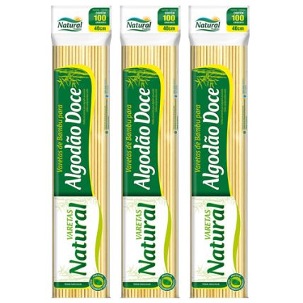 Palito / Vareta Bambu de 40cm p/Algodão Doce Pacote c/300uni Natural Produtos