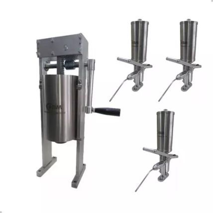 Kit Masseira para Churros Base e 3 Recheadeira 2 Litros Copo em Aço Inox ABM Máquinas