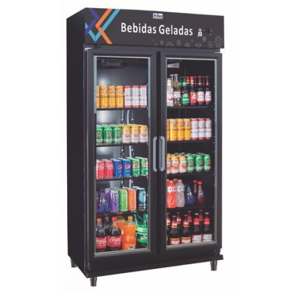 Expositor Vertical Para Bebidas 2 Portas Vidro Total Black RF-020-B Frilux